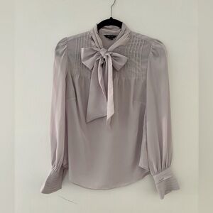 Lilac silky bow blouse